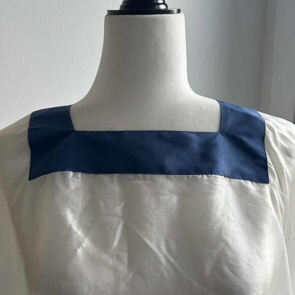 NWT Artisans Angkor Ivory & Indigo Floral Light Pure Silk Poncho — Free Size - Picture 6 of 12